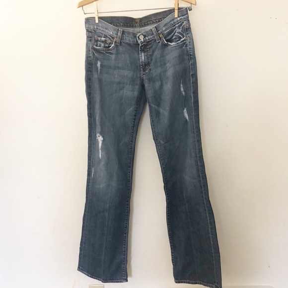 7 For All Mankind Denim - 7 For All Mankind Distressed Bootcut Jeans 29